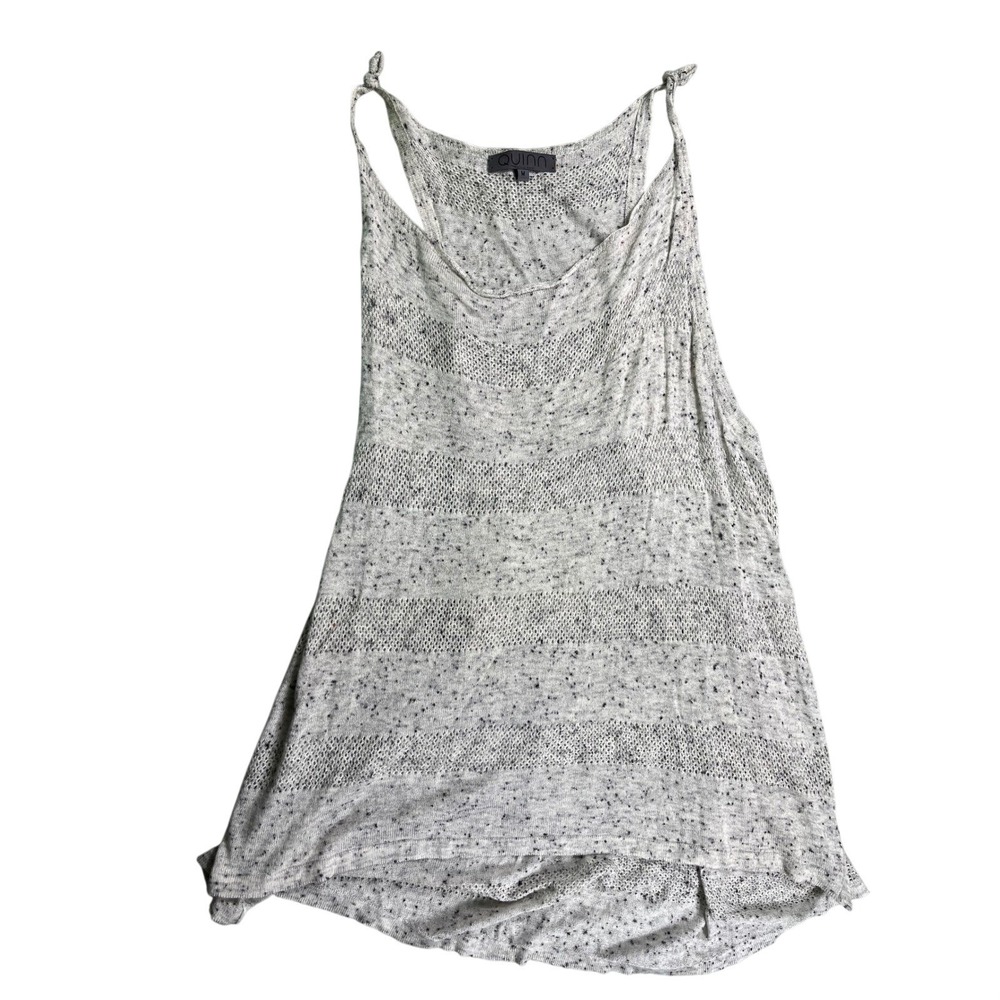 Quinn Gray Silk Blend Open Knit‎ Sleeveless Tunic Tank Top Medium